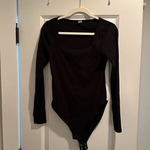 Women’s square neck cotton bodysuit- size medium, color black